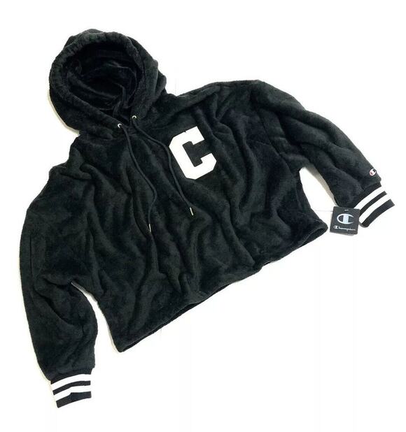 Champion Tops - Champion Womens Big C Hoodie Size XL NWT Cropped Hood Faux Fur